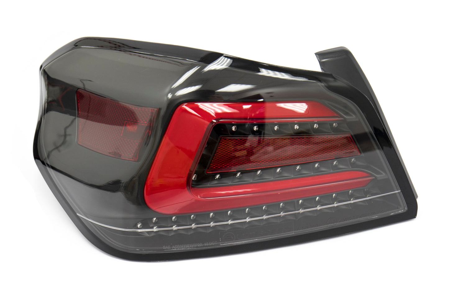 SBSSS15WRX-TR-CBR SubiSpeed USDM TR Style Sequential Tail Lights - 2015+ WRX / 2015+ STI-Clear Lens with Black Reflector and Red Running Light,