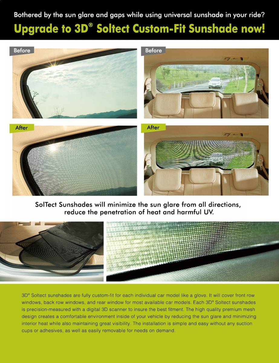 UACS1SB0095 3D Maxpider Soltect Rear Window Shade - 14-18 Forester,