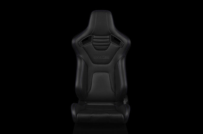 BRMBRR1X-BKPS Braum Elite-X Series Sport Seats - Black Leatherette (Purple Stitching) Pair - Universal,
