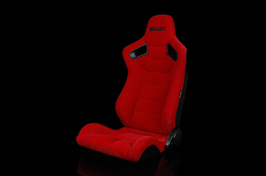BRMBRR1-RFBS Braum Elite Series Sport Seats - Red Cloth (Black Stitching) Pair - Universal,