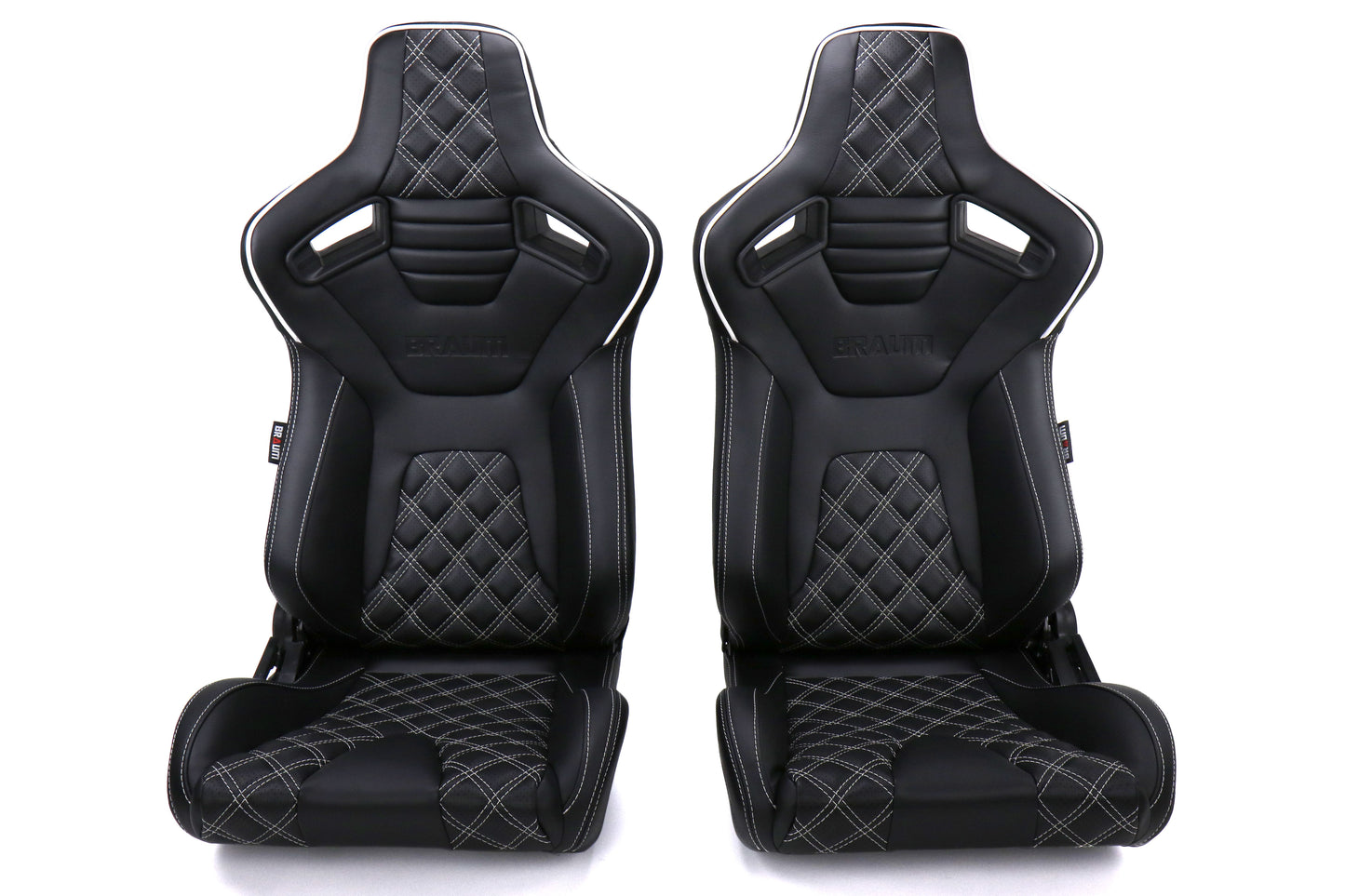 BRMBRR1X-BDDWS Braum Elite-X Series Racing Seats Diamond Edition White Piping Pair - Universal,