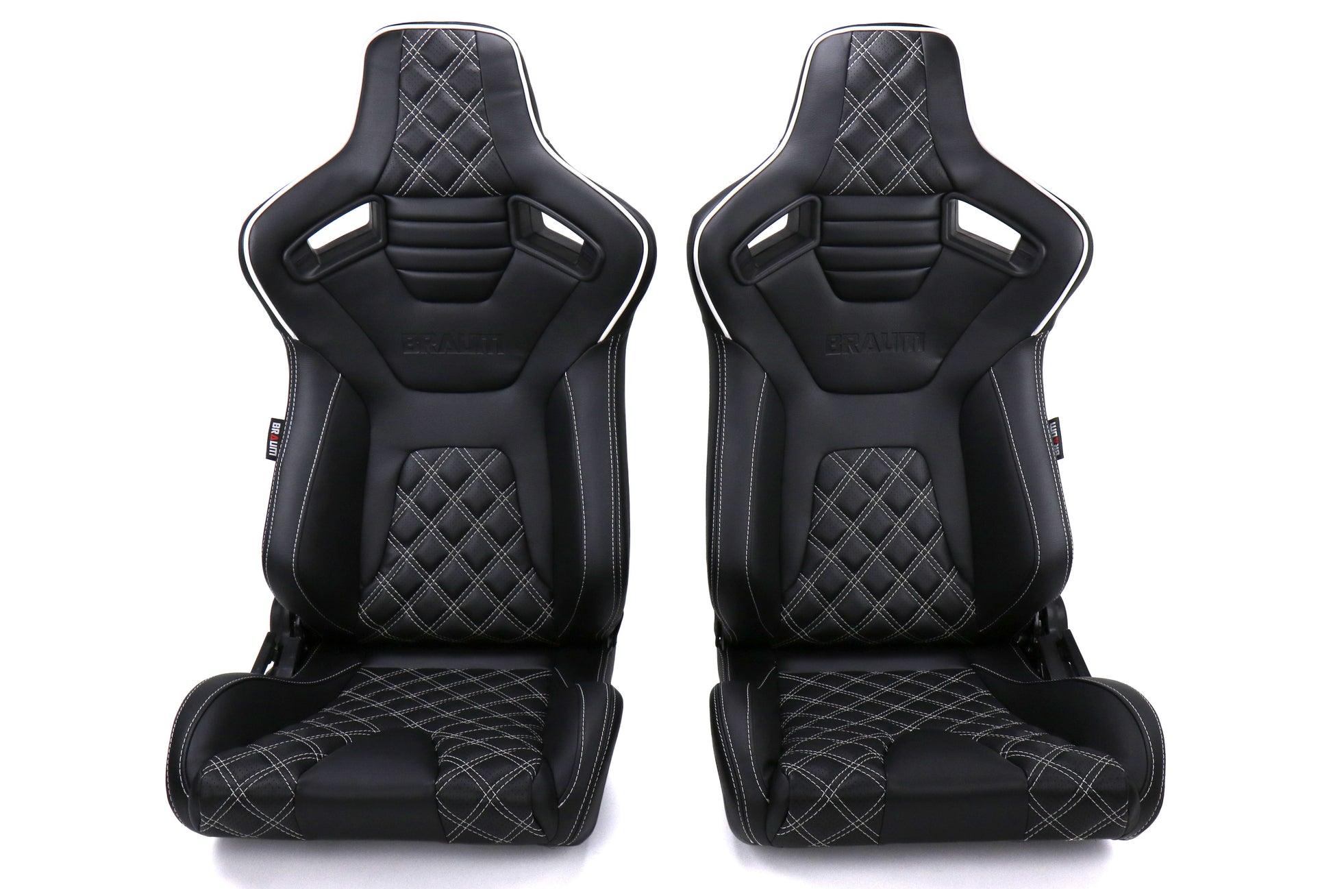 BRMBRR1X-BDDWS Braum Elite-X Series Racing Seats Diamond Edition White Piping Pair - Universal,