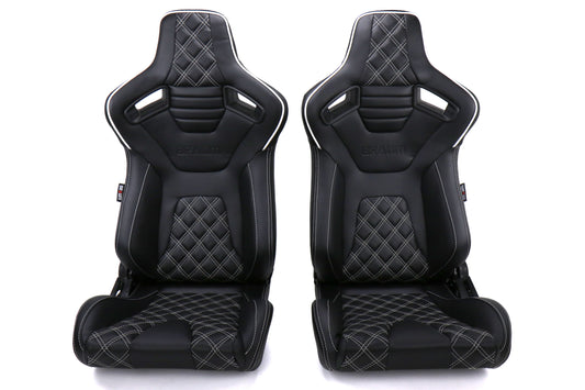 BRMBRR1X-BDDWS Braum Elite-X Series Racing Seats Diamond Edition White Piping Pair - Universal,