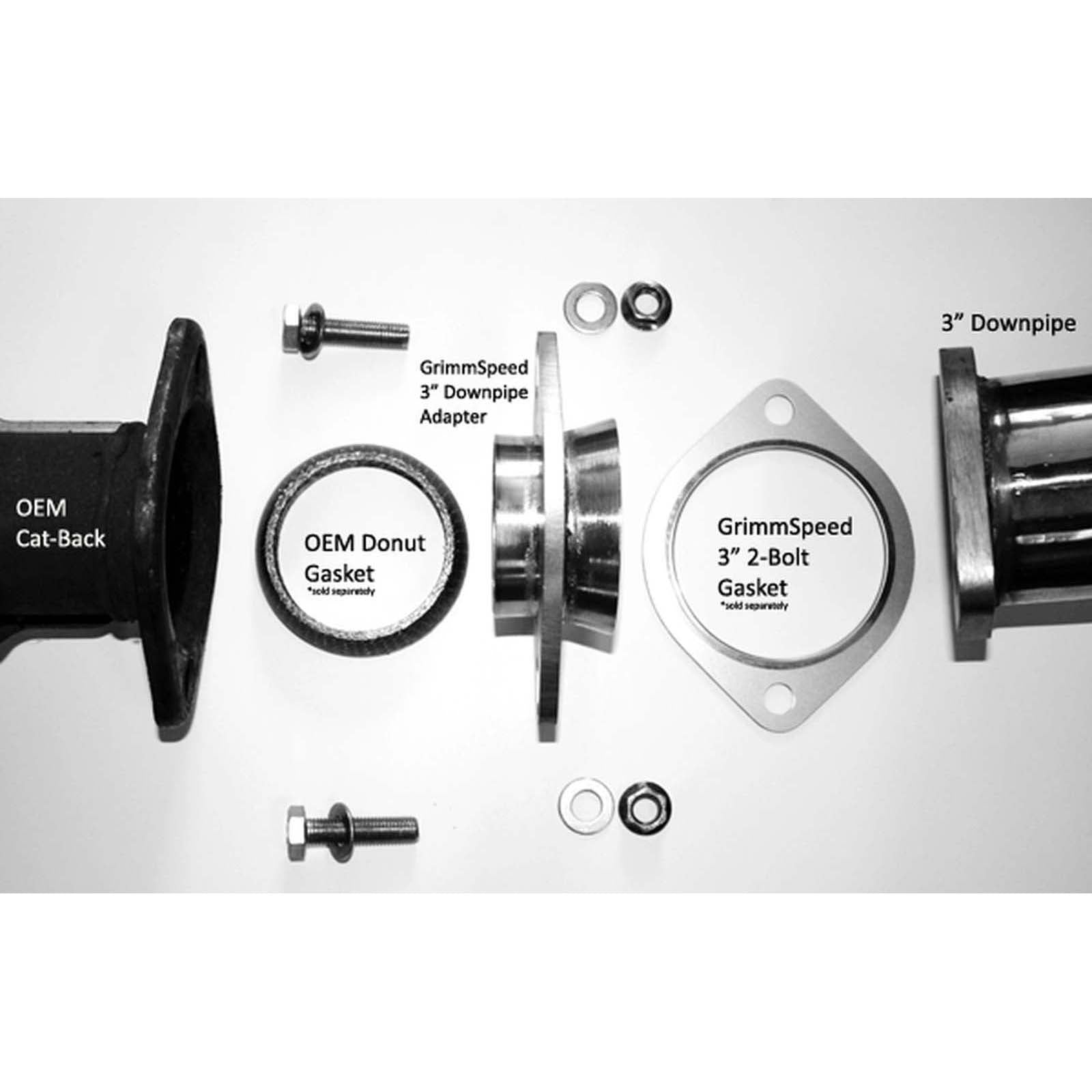 GRM077044 GrimmSpeed 3in Downpipe to Stock Cat-Back Adapter - 2002-2021 Subaru Turbo EJ Engines,