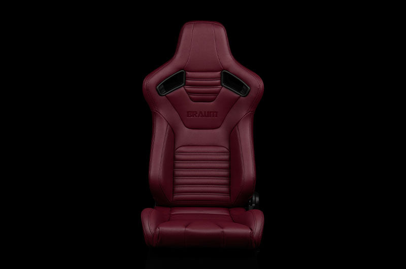 BRMBRR1X-MRBS Braum Elite-X Series Sport Seats - Maroon Leatherette (Black Stitching) Pair - Universal,