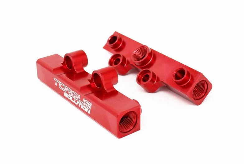 Torque Solution Top Feed Fuel Rails V2 Red - 2002-2014 Subaru WRX / 2007-2021 STI