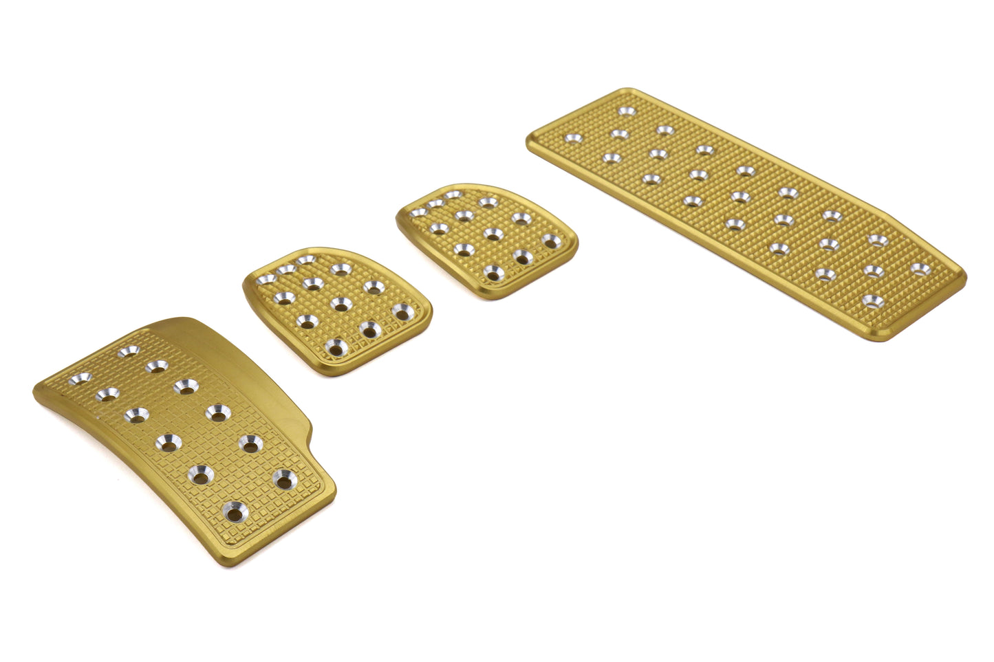 SRPSUBGDSI Billet Aluminum Sports Racing Pedals - 2015+ WRX / 2015+ STI / 2013+ BRZ-Full Set - Gold / Silver Grid,