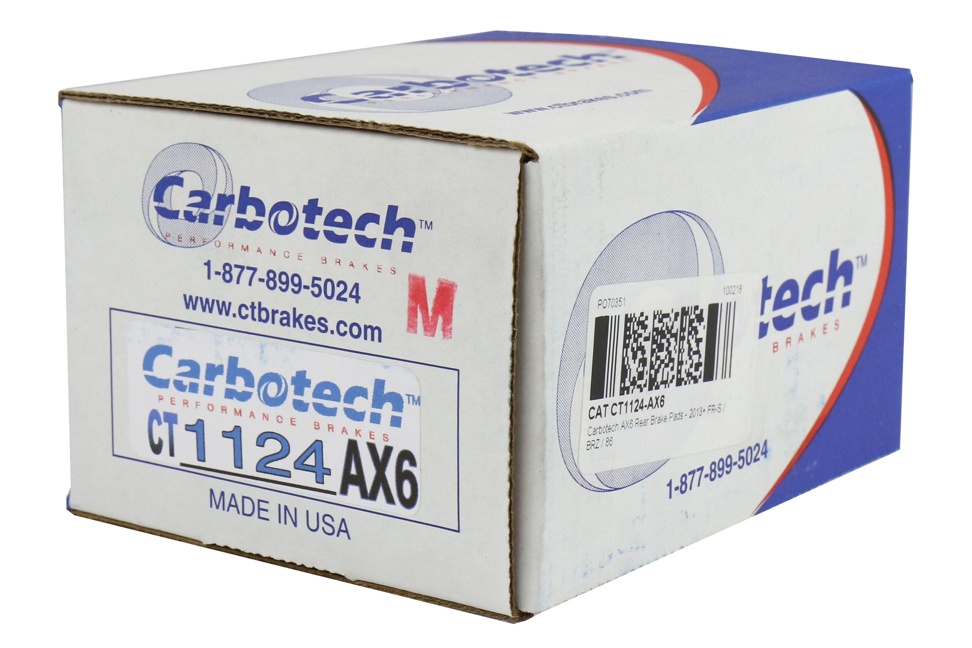 CATCT1124-AX6 Carbotech AX6 Rear Brake Pads - 2013+ FT86,