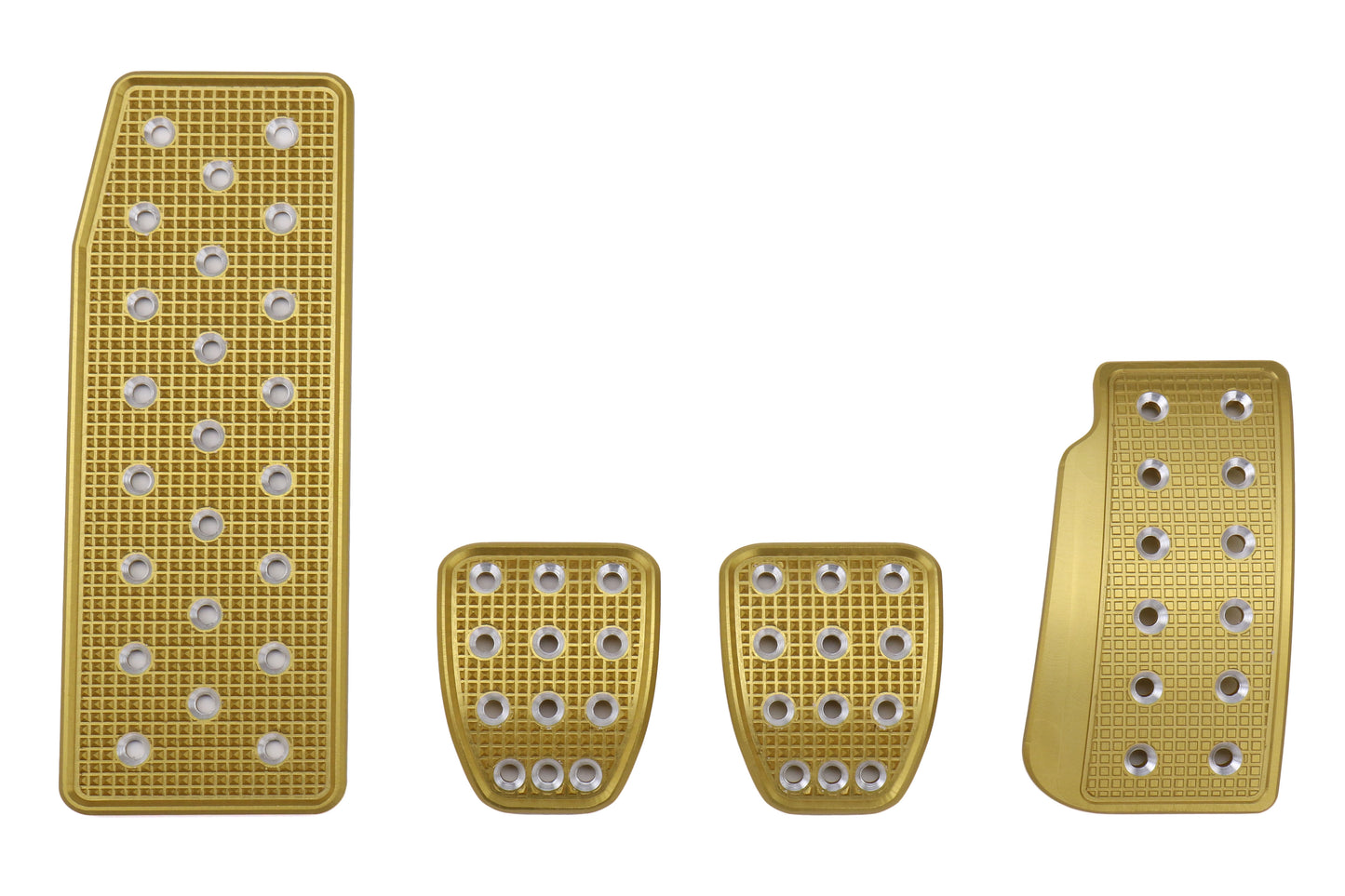 SRPSUBGDSI Billet Aluminum Sports Racing Pedals - 2015+ WRX / 2015+ STI / 2013+ BRZ-Full Set - Gold / Silver Grid,