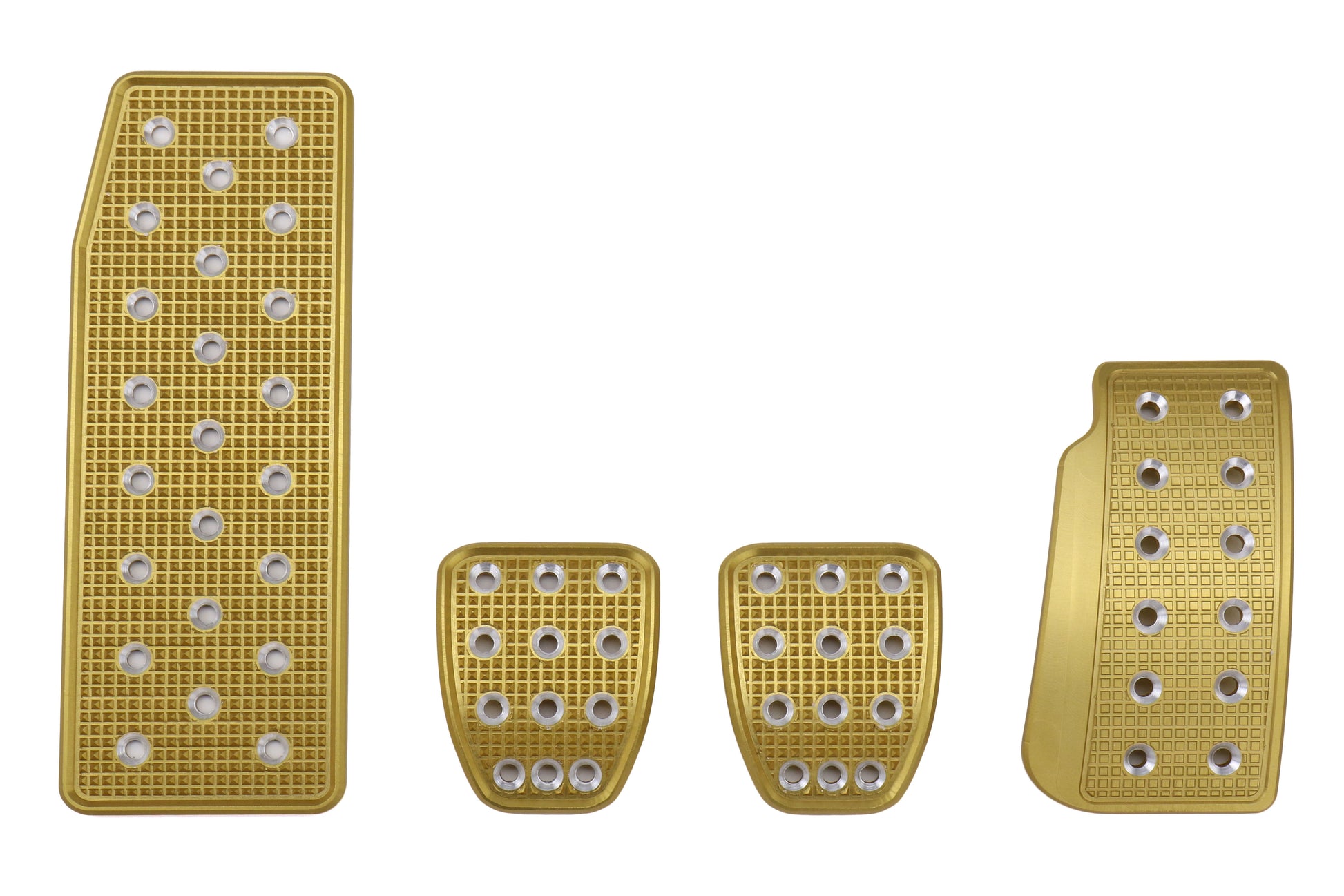 SRPSUBGDSI Billet Aluminum Sports Racing Pedals - 2015+ WRX / 2015+ STI / 2013+ BRZ-Full Set - Gold / Silver Grid,