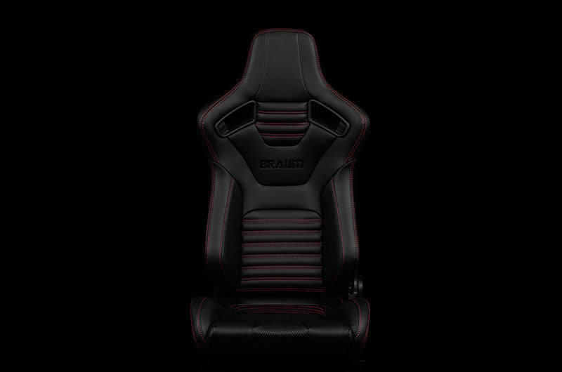 BRMBRR1X-BKRS2 Braum Elite-X Series Sport Seats - Black Leatherette (Red Stitching) Version 2 Pair - Universal,