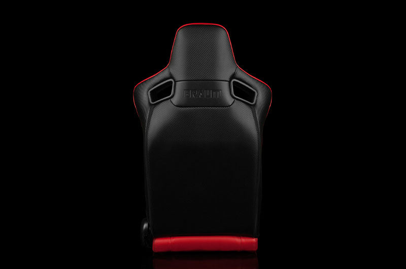 BRMBRR1-RDBS Braum Elite Series Sport Seats - Red Leatherette (Black Stitching) Pair - Universal,