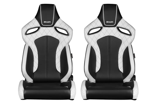 BRMBRR6-WDBS Braum Orue Series Sport Seats White Diamond (Black Stitching)-Universal,
