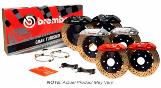 BRE2E4.5003A1 Brembo 2 Piston Rear BBK Drilled or Slotted : Black Claiper, Drilled Rotor - 2E4.5003A1,