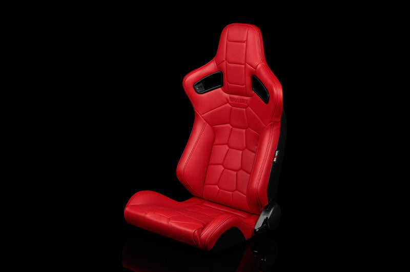 BRMBRR1X-RDRT Braum Elite-X Series Sport Seats - Komodo Edition | Red Leatherette (Black Stitching) Pair - Universal,