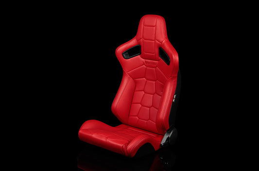 BRMBRR1X-RDRT Braum Elite-X Series Sport Seats - Komodo Edition | Red Leatherette (Black Stitching) Pair - Universal,