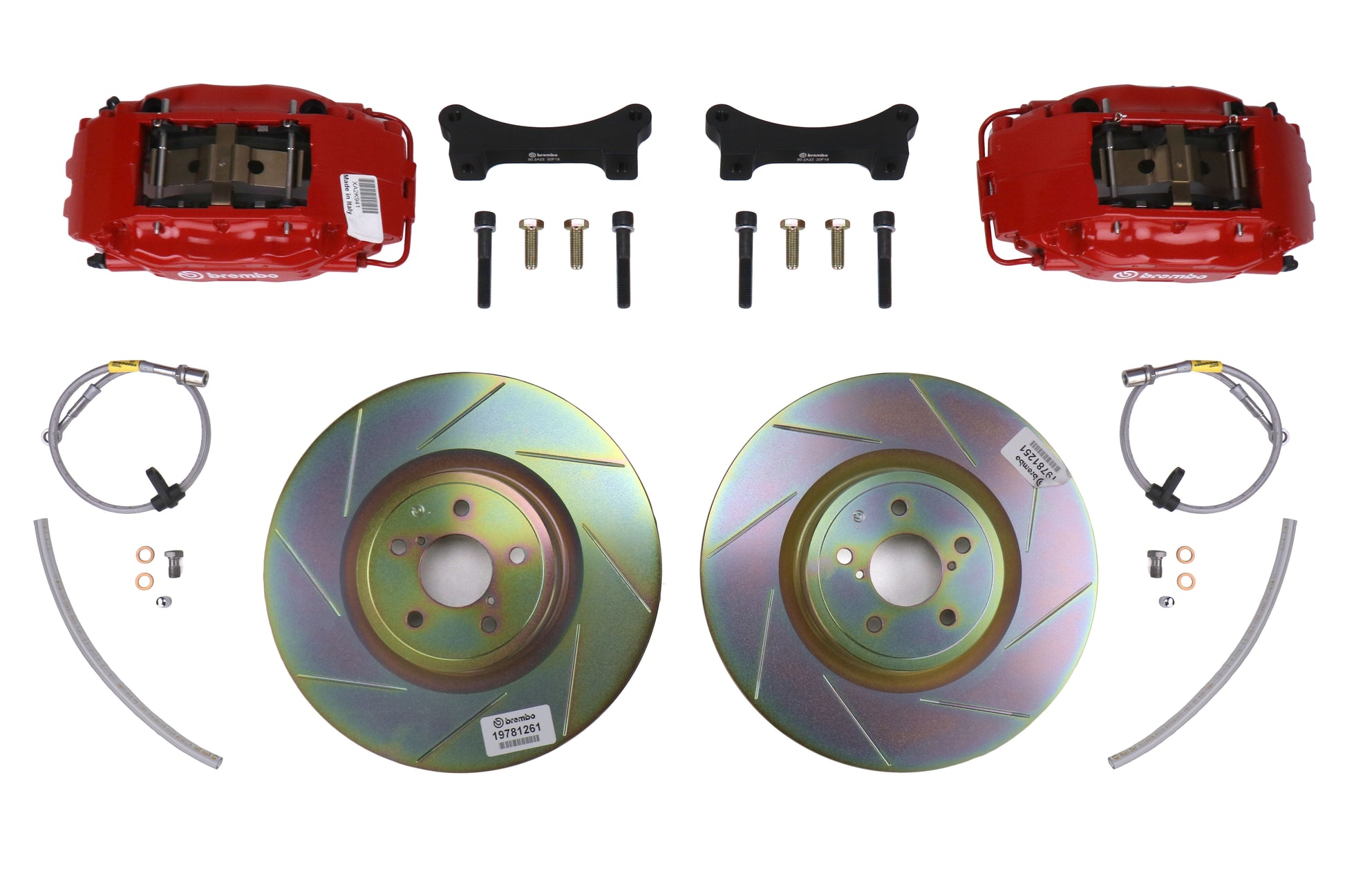 BRE1H5.6005A2 Brembo Front 4 Piston OE Slotted or Drilled Brake Kit - 2013+ FR-S / BRZ / 86-Red-Slotted,