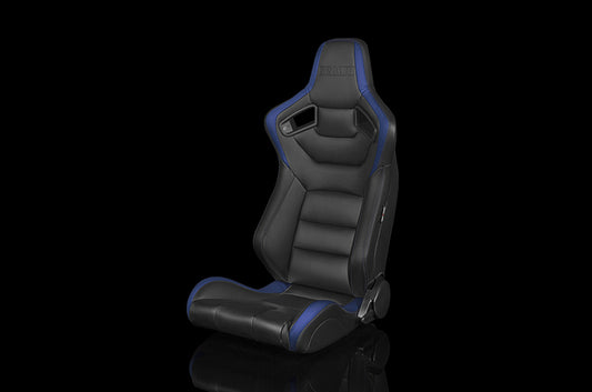 BRMBRR1-BKBU Braum Elite Series Sport Seats - Black and Blue Leatherette Pair - Universal,