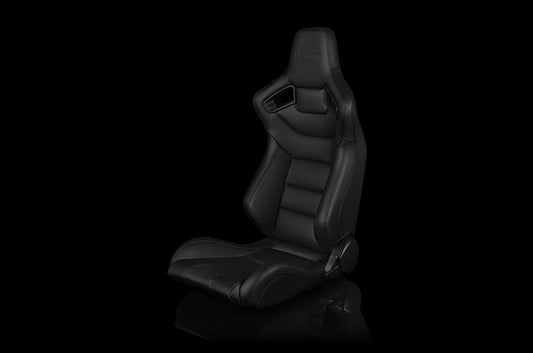 BRMBRR1-BKBS Braum Elite Series Sport Seats - Black Leatherette (Black Stitching) Pair - Universal,