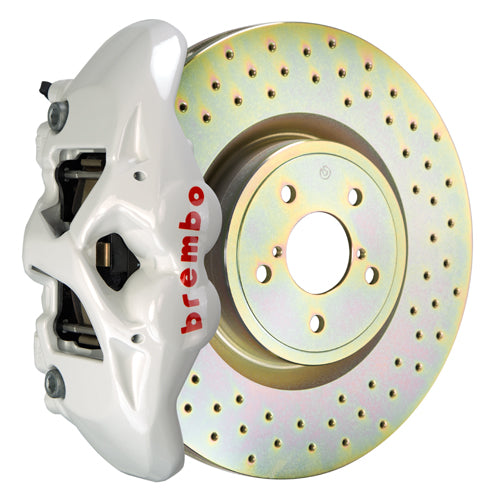 BRE1S4.6001A6 Brembo GT Systems Monobloc 4 Piston 326mm Cross Drilled White Front - 2002-2014 Subaru WRX / 2002-2014 Subaru STI,