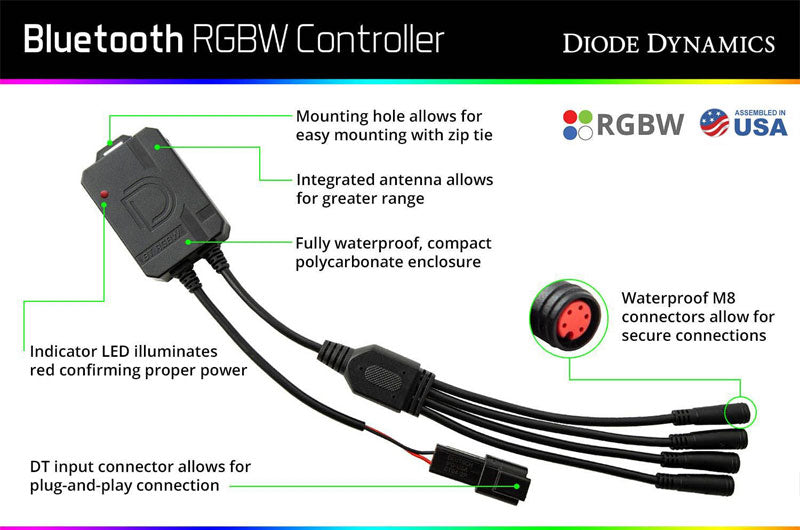 DODDD3066 Diode Dynamics Bluetooth RGBW M8 Controller 1ch - Universal,