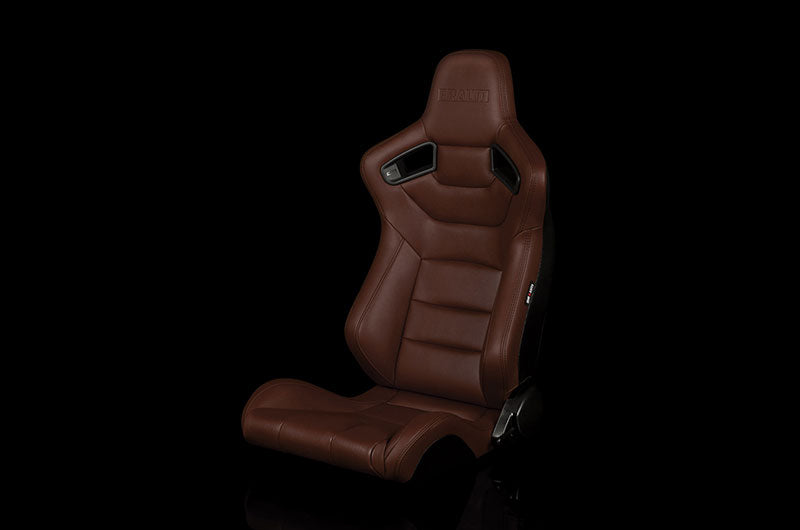 BRMBRR1-CPBS Braum Elite Series Sport Seats - Brown Leatherette Pair - Universal,