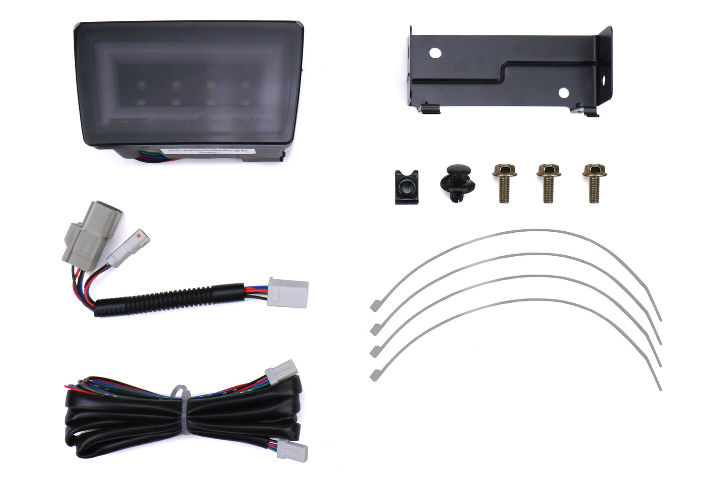 OLMA.70051.3 OLM NB+R Rear Brake Light / F1 Style Reverse w/ PnP Adapter - 15+ WRX / STI -Smoked Lens, Gloss Black Base, White Bar-WRX / STI,