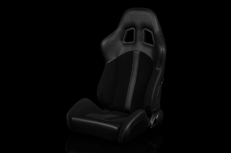BRMBRR4-BKBS Braum Defender Series Sport Seats - Black (Black Stripe) Pair - Universal,