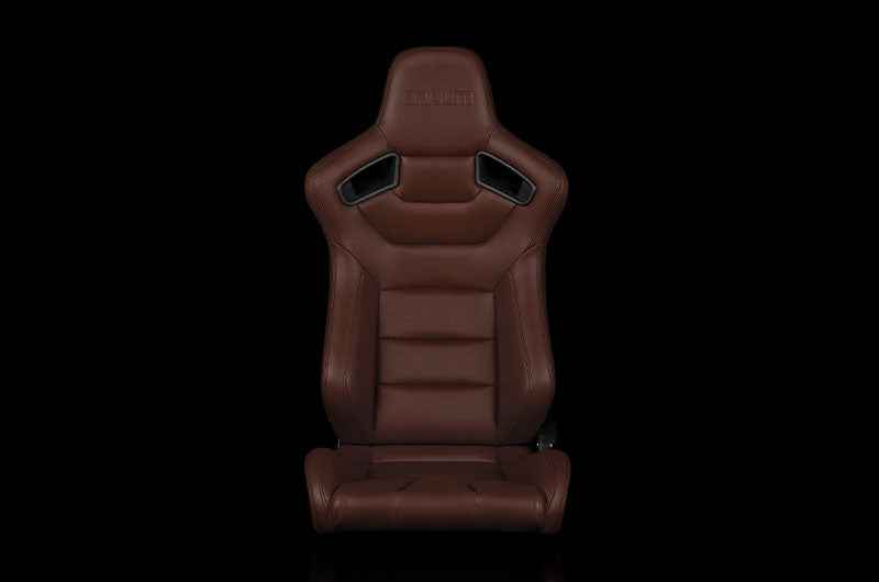BRMBRR1-CPBS Braum Elite Series Sport Seats - Brown Leatherette Pair - Universal,