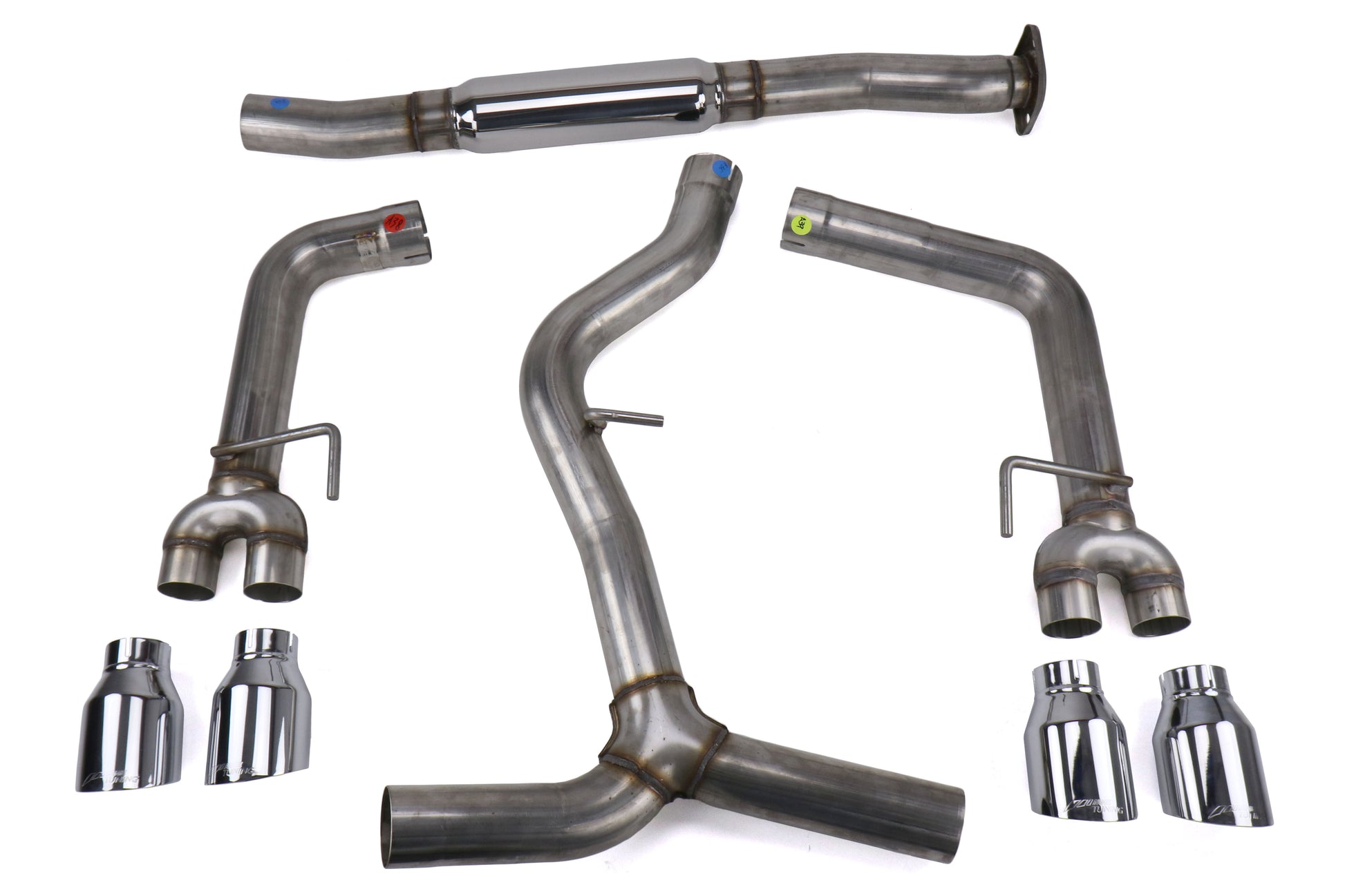 AWE3020-42058 AWE Track Edition Exhaust Chrome Silver Quad Tips (102mm) - 2015+ WRX / STI,
