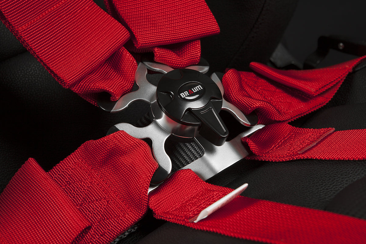 Braum 6 Point 3inch FIA Certified Racing Harness - Red Each - Universal
