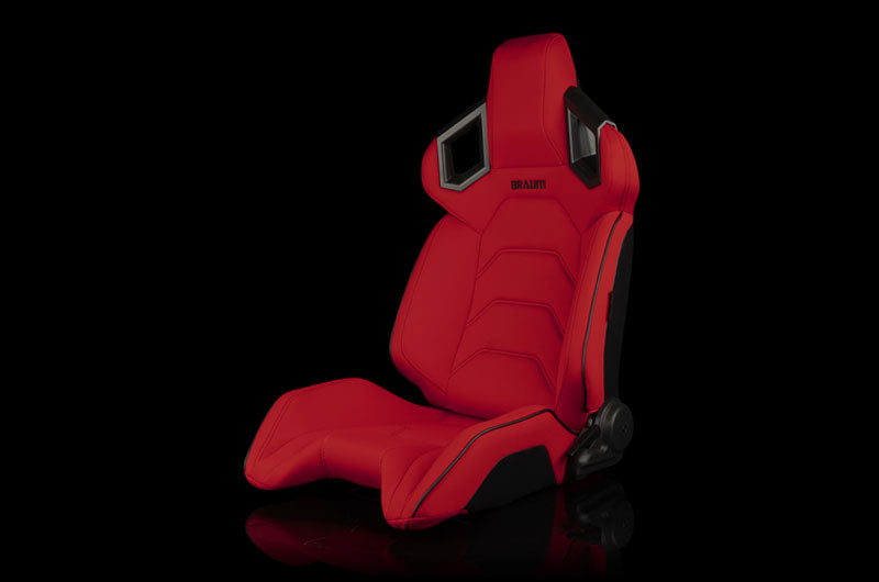 BRMBRR5-RFBS Braum Alpha X Series Sport Seats - Red Polo Fabric (Black Stitching)  Pair - Universal,