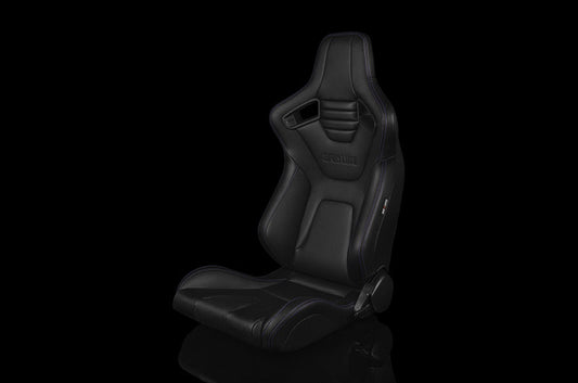 BRMBRR1X-BKPS Braum Elite-X Series Sport Seats - Black Leatherette (Purple Stitching) Pair - Universal,