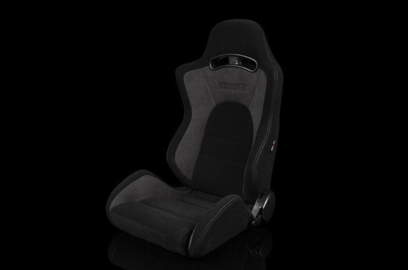 BRMBRR3-BKGY2 Braum S8 Series V2 Sport Seats - Black Cloth with Grey Microsuede Pair - Universal,