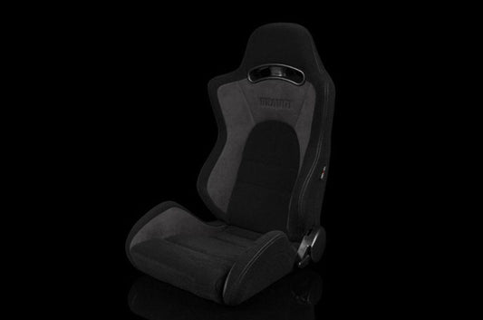 BRMBRR3-BKGY2 Braum S8 Series V2 Sport Seats - Black Cloth with Grey Microsuede Pair - Universal,