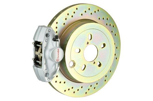 BRE2E4.5003A3 Brembo 2 Piston Rear BBK Drilled or Slotted : Silver Caliper, Drilled Rotor - 2E4.5003A3,
