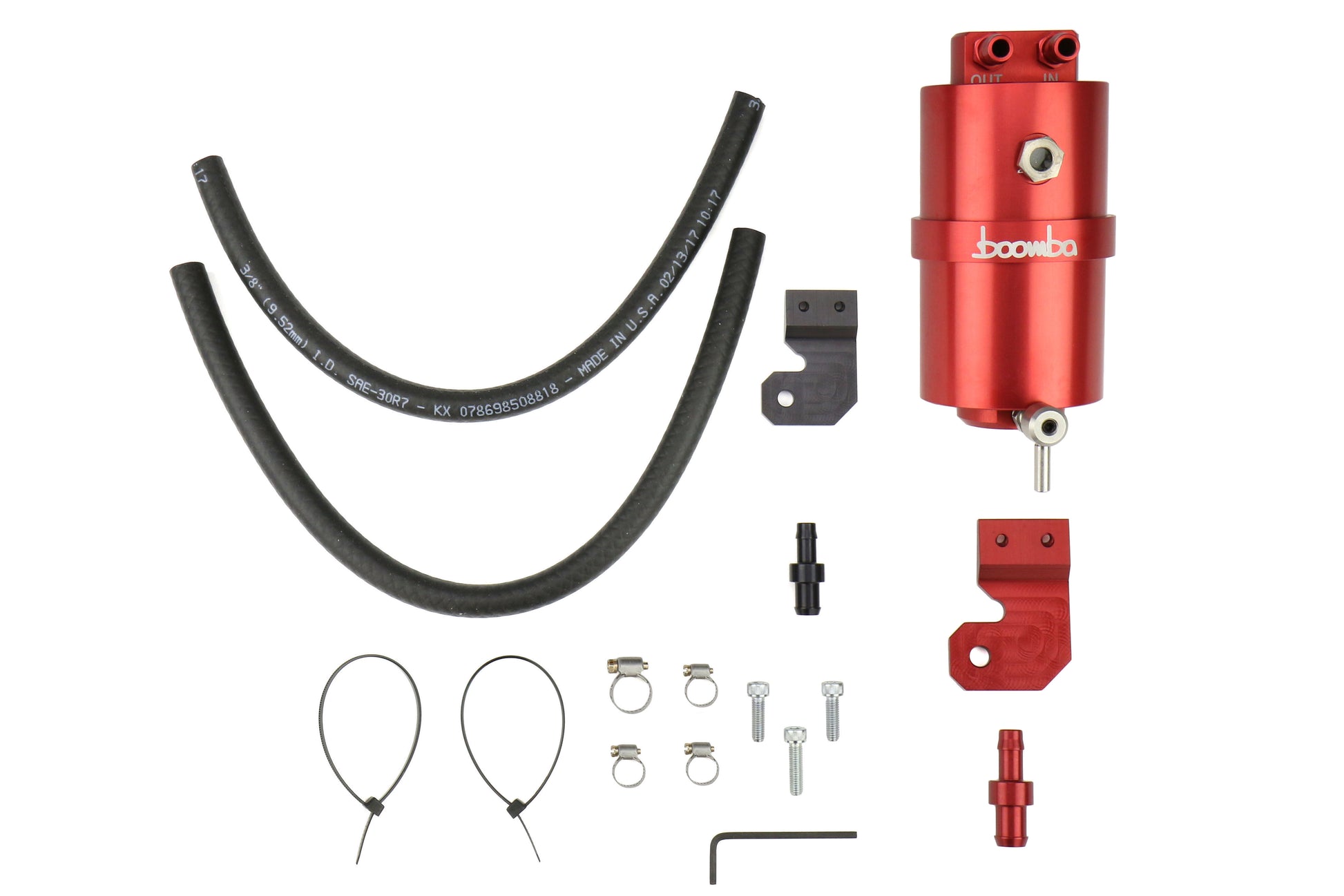 BBA031-00-026R Boomba Racing Stage 2 Oil Catch Can Kit (PCV) - 2015+ WRX-Red,