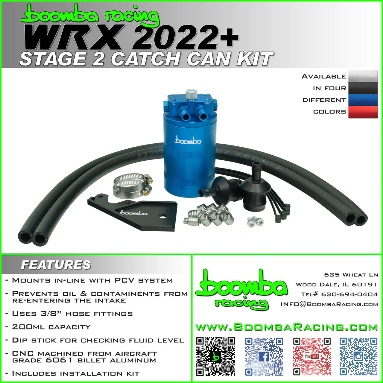 Boomba Racing Stage 2 Catch Can Kit (NATURAL) - 2022-2024 Subaru WRX