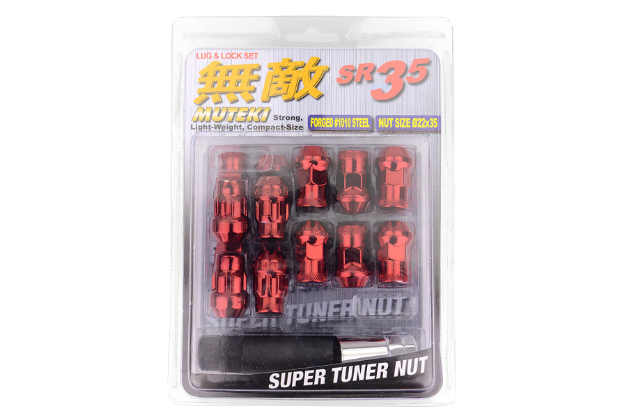 KIC32925RP Muteki SR35 Closed Ended Lugs w/ Lock Set - 2015+ WRX / 2015+ STI / 2013+ BRZ-Red,