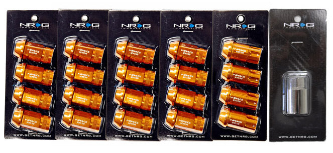 SKU: LN-110-21-RG,,100 Series - Tuner Style Open End Lug Nut  & Lock Set - M12x1.25 - Rose Gold - T6061 Aluminum Alloy - Incl. 16  Lugs, 4 Locks & 1 Key,