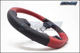 Toms Red/Black leather steering wheel,
