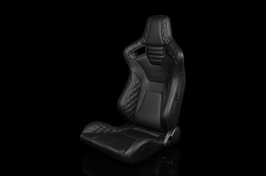 BRMBRR1X-BDGS Braum Elite-X Series Sport Seats - Black Diamond (Grey Stitching) Pair - Universal,