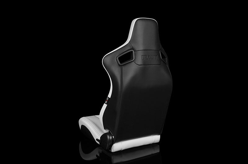 BRMBRR1X-WHBS Braum Elite-X Series Sport Seats - White Leatherette (Black Stitching) Pair - Universal,