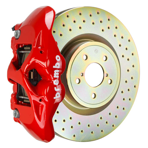 BRE1S4.6001A2 Brembo GT Systems Monobloc 4 Piston 326mm Cross Drilled Red Front - 2002-2014 Subaru WRX / 2002-2014 Subaru STI,