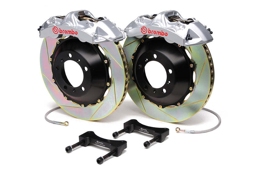 BRE1M2.8039A3 Brembo Gran Turismo 6 Piston Front Brake Kit Silver Slotted Rotors - 2008-2014 Subaru WRX,