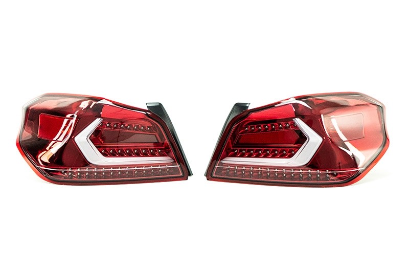 OLMA.70032.1-R OLM Evolution Tail Lights - 2015+ WRX / STI-Red Base-Clear Lens-White LED Bar,