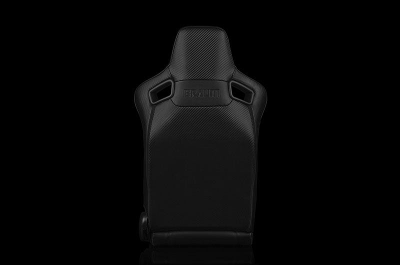 BRMBRR1X-BKWS Braum Elite-X Series Sport Seats - Black Leatherette (White Stitching) Pair - Universal,