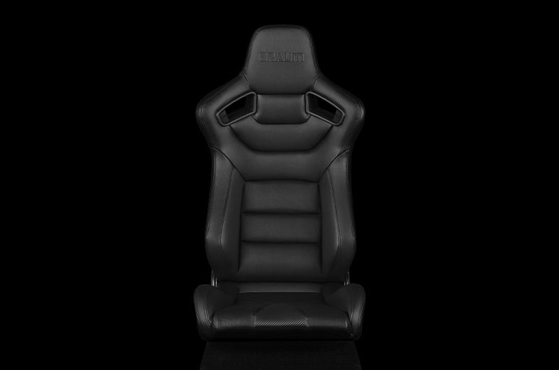 BRMBRR1-BKFB Braum Elite Series Fixed Back Sport Seat - Black Leatherette (Black Stitching) Each - Universal,