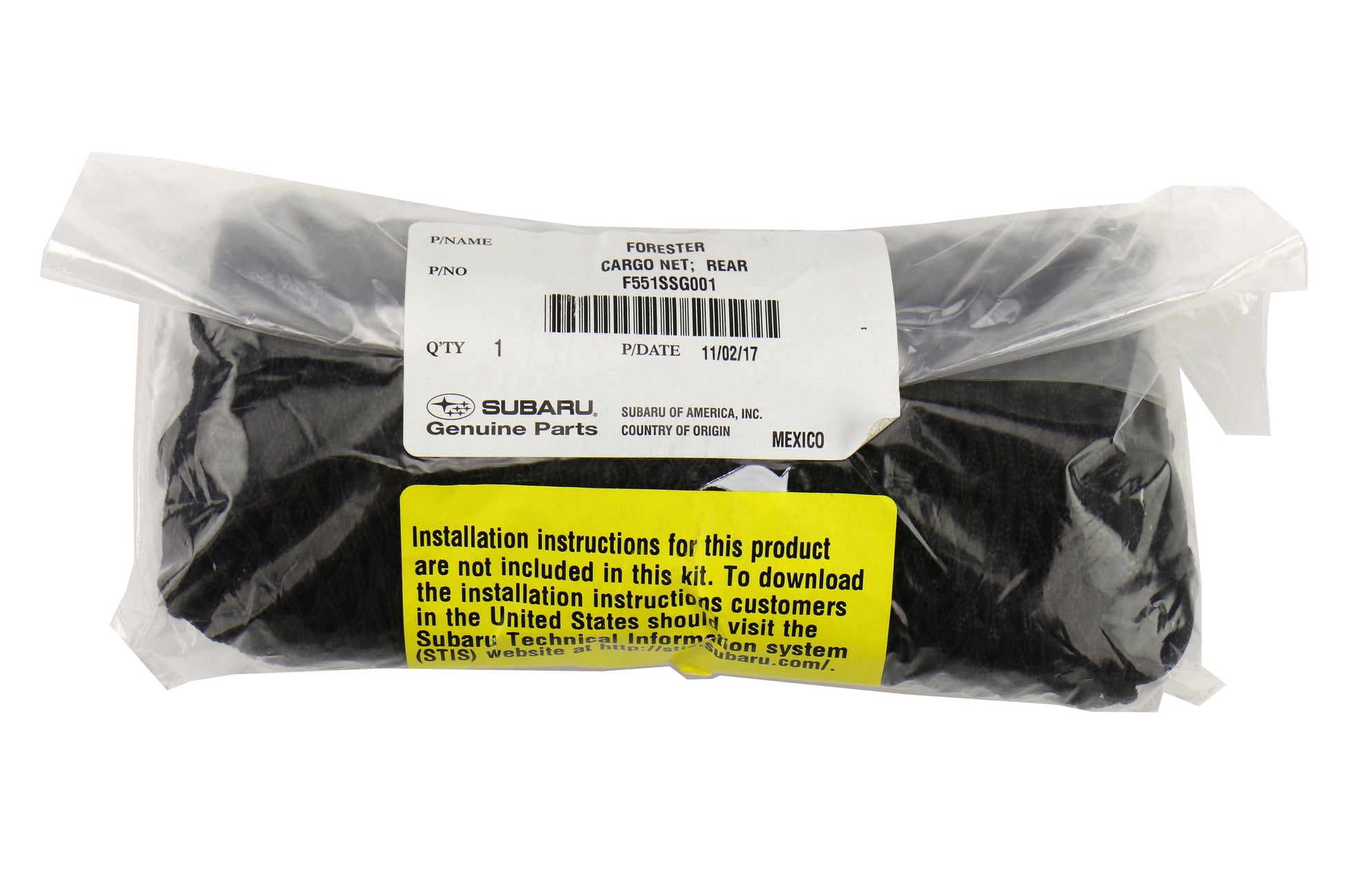 SUBF551SSG001 Subaru OEM Vertical Cargo Net - 2014+ Forester,