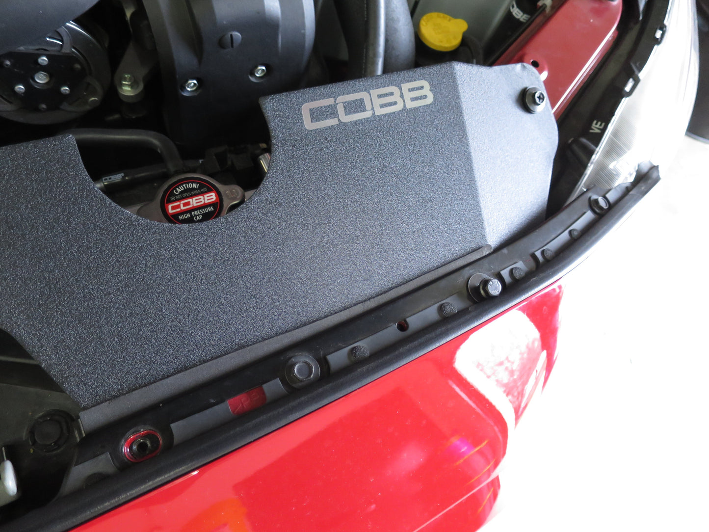 COB815150 COBB Tuning Aluminum Radiator Shroud Black - 2015-2020 WRX / STI,